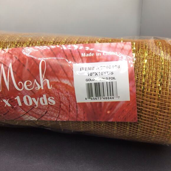 Deco Poly Mesh Lot 4 Rolls 10" x 10 Yds Red Foil Brown Foil Striped Foil - Picture 5 of 11